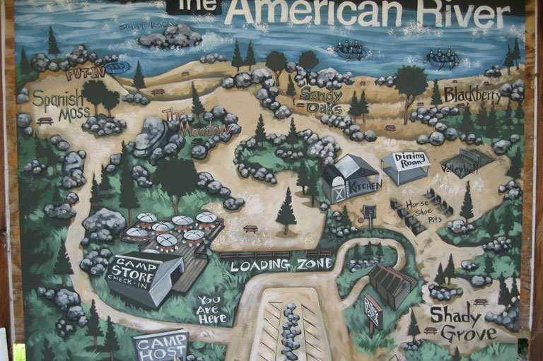Whitewater Excitement's Campground Map on the American River
