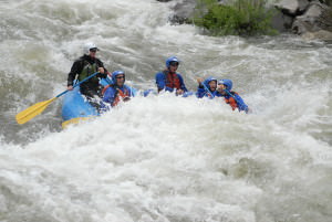 rafters in huge whitewater rapids