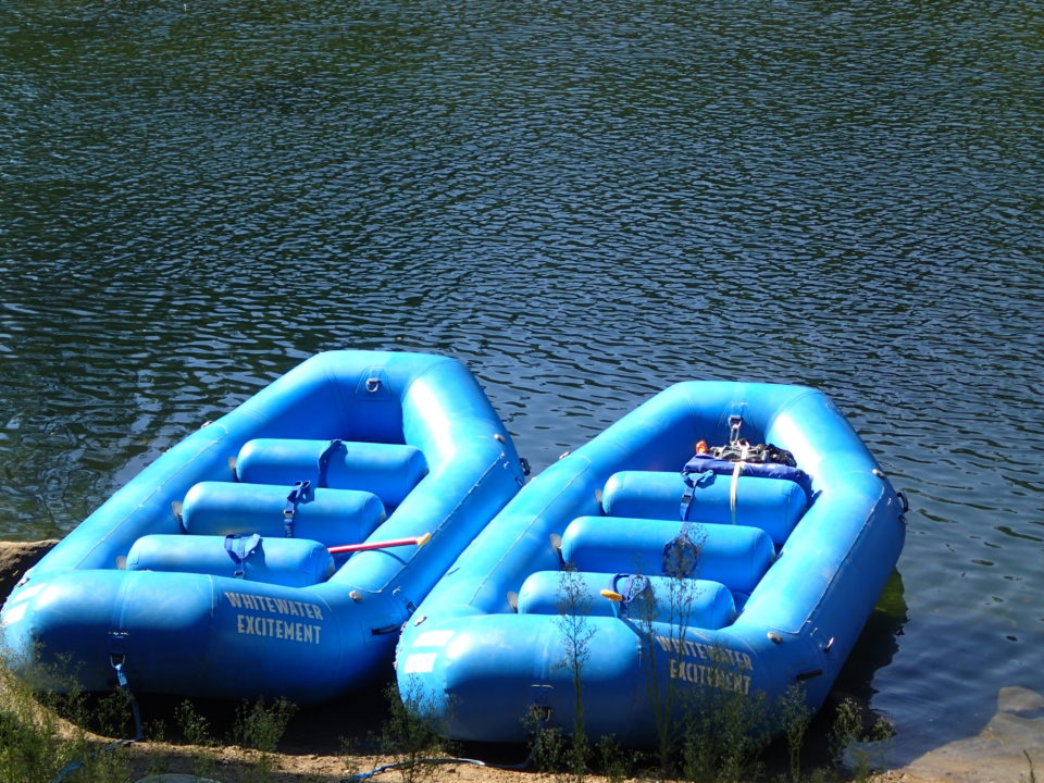 two rafts in river