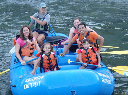 river raft with young kids