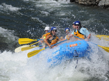 rafters crashing through wave on south fork american river