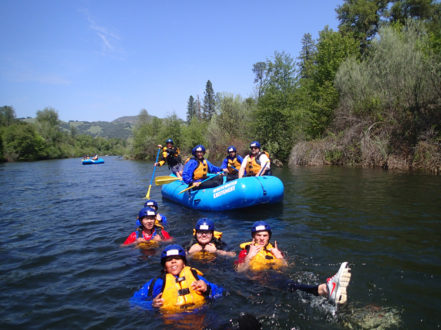 rafters enjoying a swim in the river