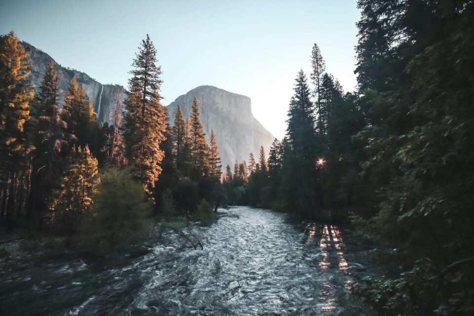 merced river in yosemite near el capitan